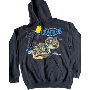 Chinatown Market Back 2 Back Champions Hoodie Men M Black Super Bowl Sweatshirt